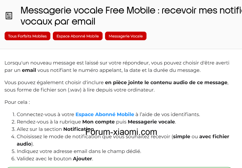 Pas de notifications de messages vocaux
