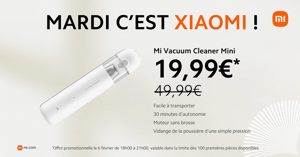 Préparez-vous, la promo du Mi Vacuum Cleaner Mini de Xiaomi démarre demain !