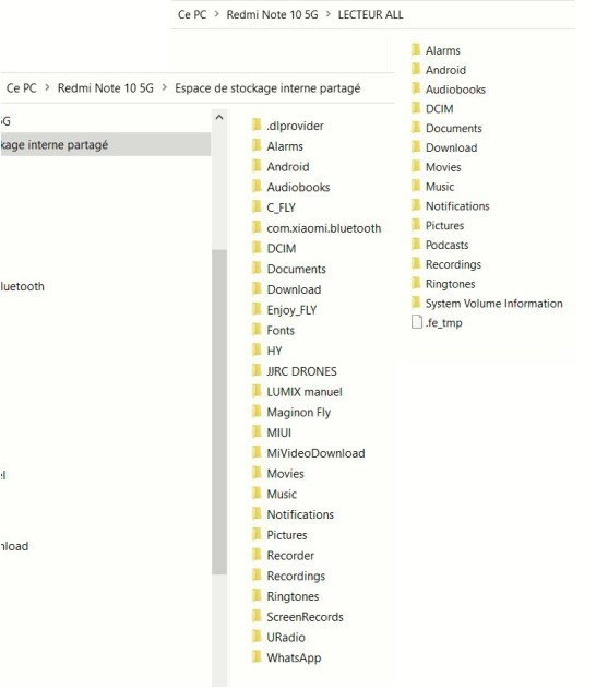 Redmi Note 10 : un dossier « Lecteur ALL » apparaît en USB