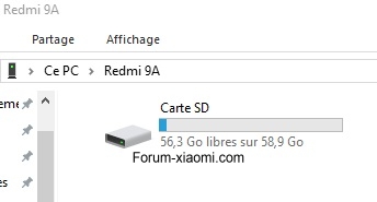 Redmi 9A - SD 32Go formatée en stockage interne non reconnue par Android et les applications