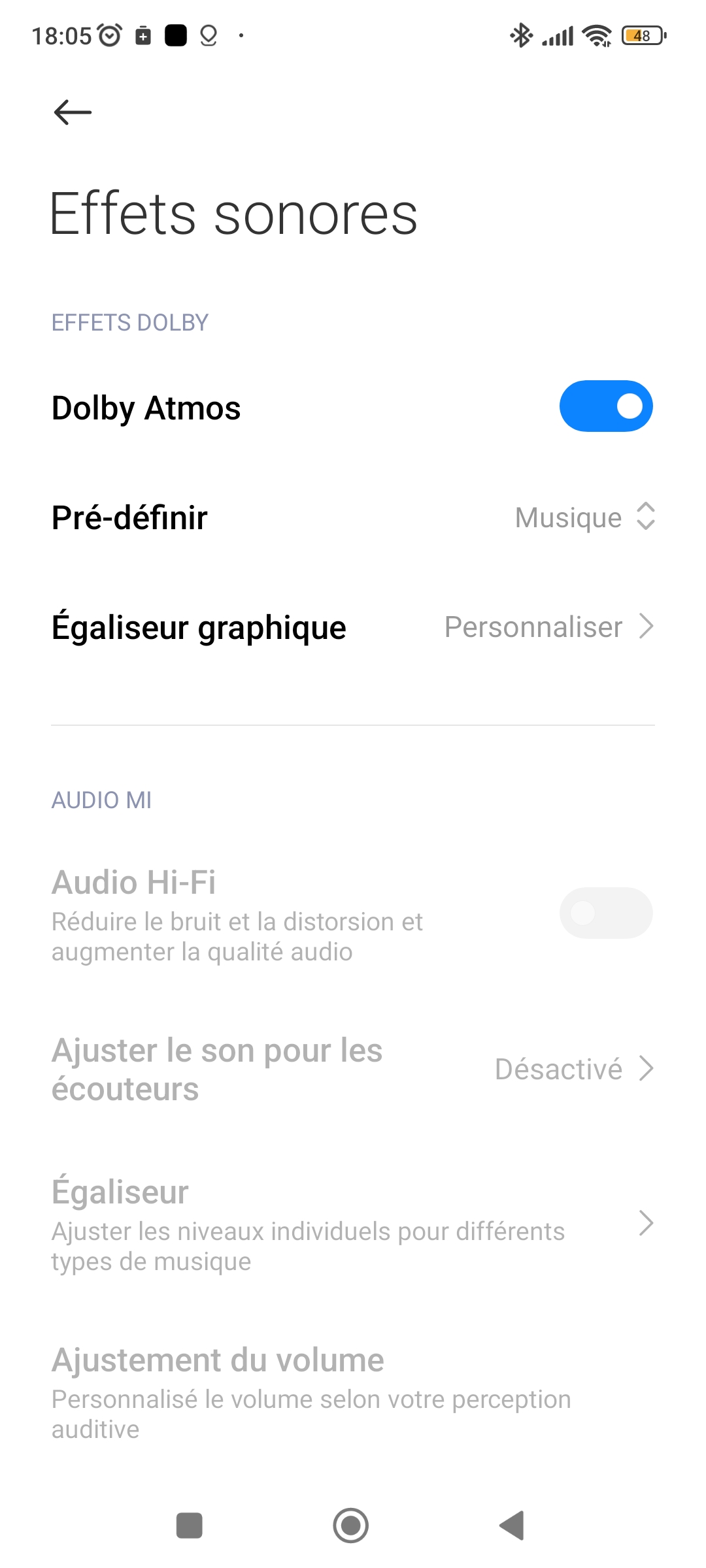 Certain paramètre de son , sont présent met inaccessible Xiaomi Redmi ...
