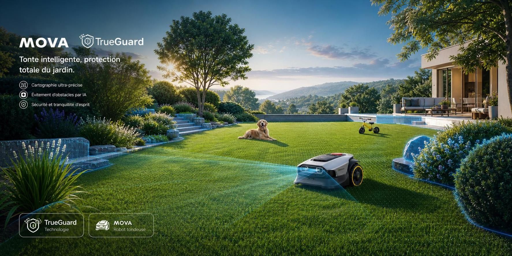 découvrez mova, le leader mondial des robots tondeuses équipés d'une vision binoculaire avancée et propulsés par l'intelligence artificielle pour une tonte précise et autonome.