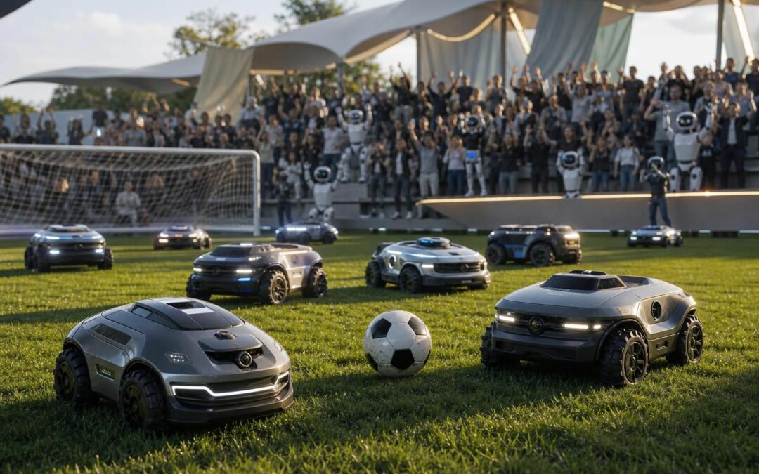 découvrez le robo goal challenge, un tournoi unique organisé par mova où des robots tondeuses s'affrontent dans un match de football spectaculaire alliant technologie et compétition.
