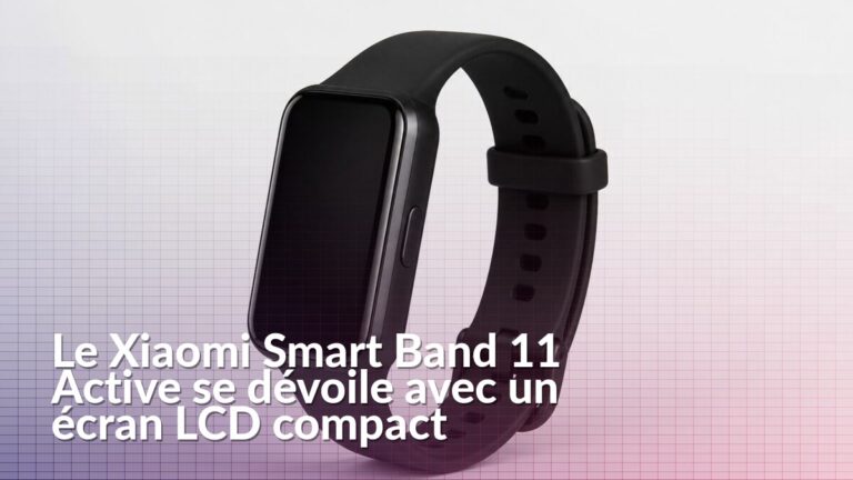 Rendu d’un bracelet Xiaomi Smart Band 11 Active avec écran rectangulaire et bouton sur le côté