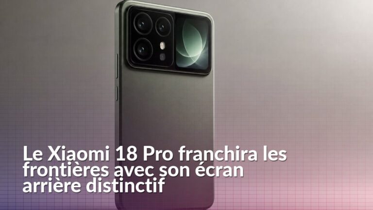 Vue conceptuelle du dos d’un Xiaomi 18 Pro intégrant un écran secondaire arrière