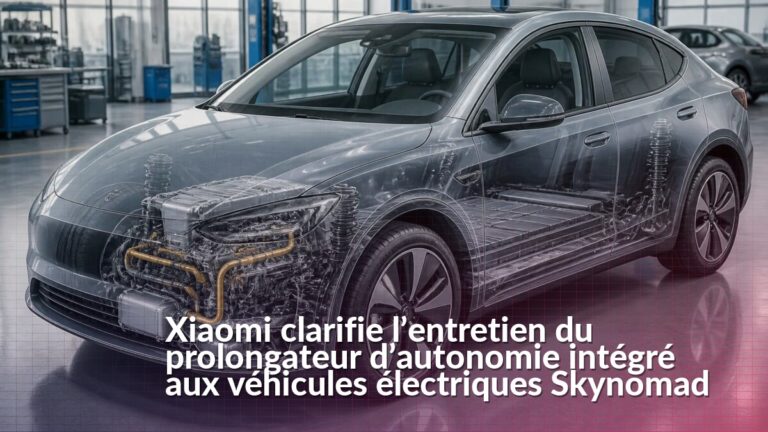 Illustration d’un véhicule électrique avec une vue technique de son unité de prolongation d’autonomie