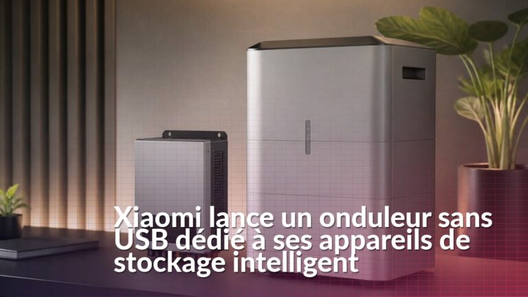 Illustration d’un onduleur compact placé à côté d’un appareil de stockage intelligent Xiaomi