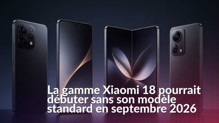Illustration du lancement du Xiaomi 18 avec trois smartphones et un modèle pliable