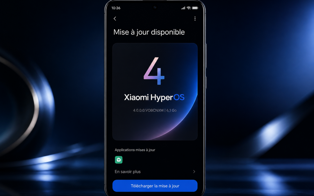 Xiaomi 17 recherchant la mise à jour HyperOS 4 dans les paramètres