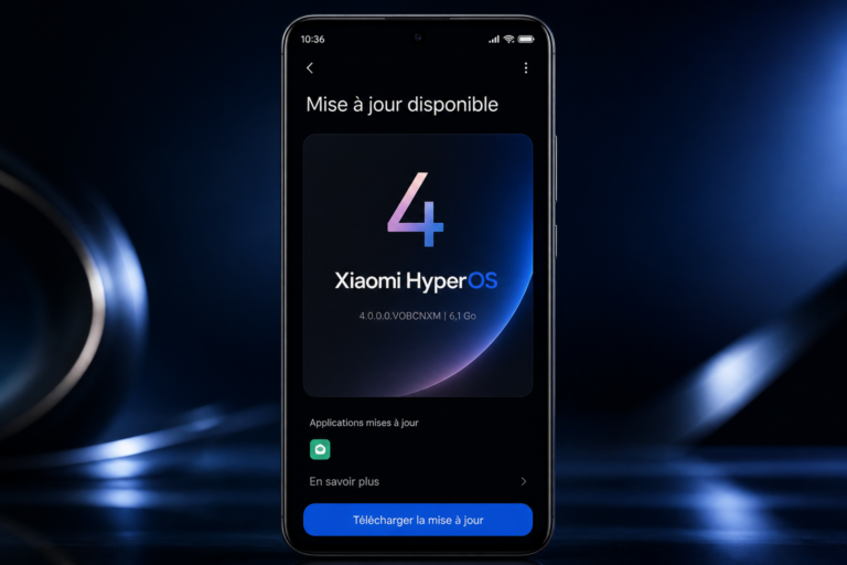 Xiaomi 17 recherchant la mise à jour HyperOS 4 dans les paramètres