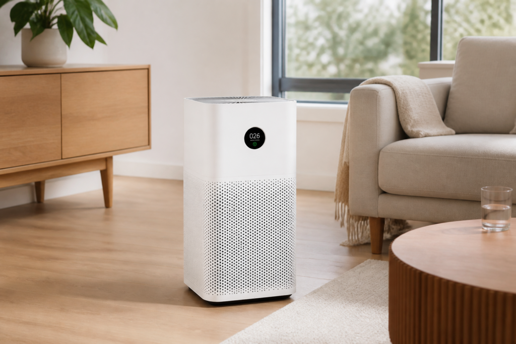 Purificateur d’air Xiaomi Mijia Air Purifier 6C avec écran circulaire affichant les mesures de qualité de l’air