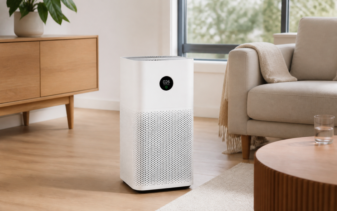 Purificateur d’air Xiaomi Mijia Air Purifier 6C avec écran circulaire affichant les mesures de qualité de l’air
