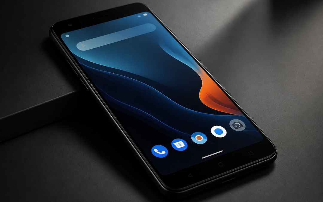 Xiaomi Mi A1 affichant une interface Android moderne avec le logo Evolution X