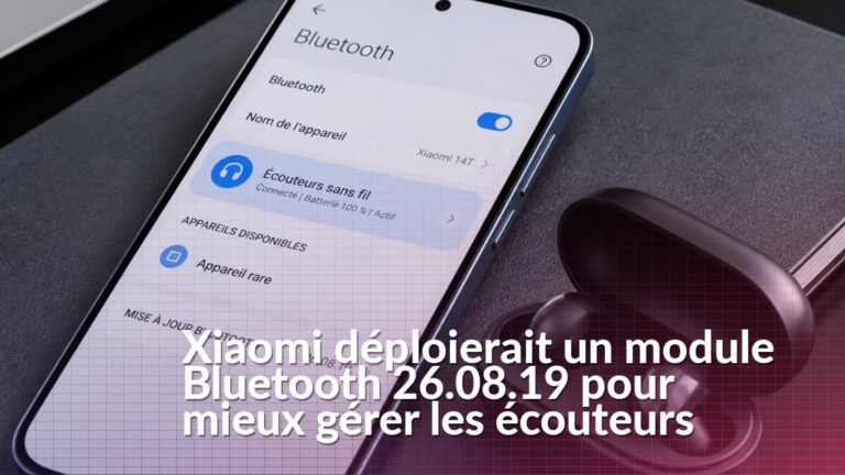 Écran d’un smartphone Xiaomi affichant les réglages Bluetooth et la recherche de mises à jour
