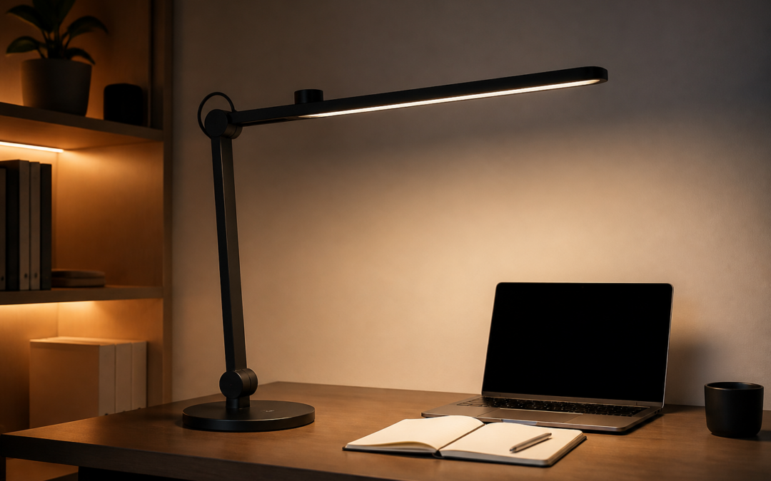 Mijia Desktop Study Lamp Max de Xiaomi éclairant un bureau
