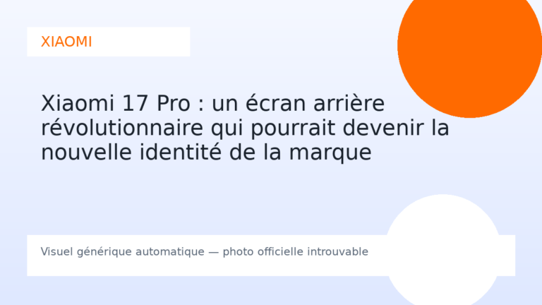 Xiaomi 17 Pro : un écran arrière révolutionnaire qui pourrait devenir la nouvelle identité de la marque
