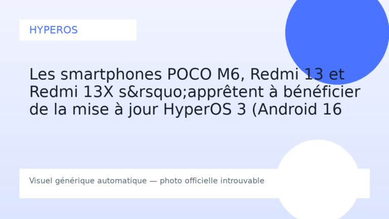 Les smartphones POCO M6, Redmi 13 et Redmi 13X s&rsquo;apprêtent à bénéficier de la mise à jour HyperOS 3 (Android 16
