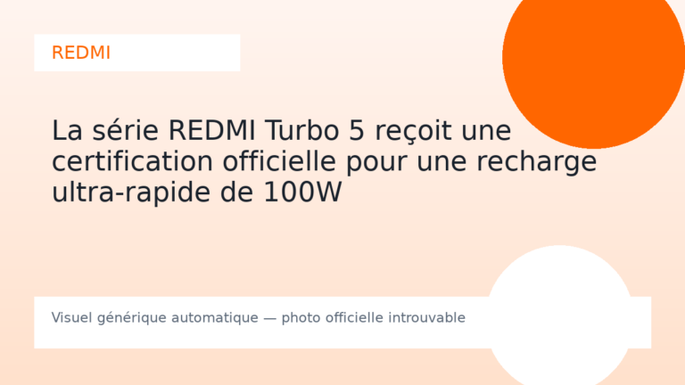 La série REDMI Turbo 5 reçoit une certification officielle pour une recharge ultra-rapide de 100W