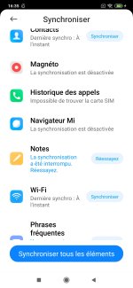 Synchronisation dans Xiaom Cloud sur Xiaom Redmi 9