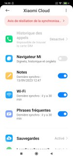Synchronisation dans Xiaom Cloud sur Xiaom Redmi 9