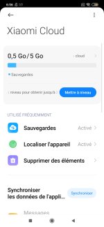 Synchronisation dans Xiaom Cloud sur Xiaom Redmi 9