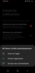 Redmi watch 3 : problème avec l'app Mi fitness "Mi fitness s'arrête systématiquement"