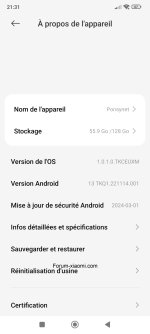 Redmi Note 11 Pro 5G : écran noir et blanc après la mise à jour