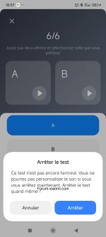 Bug pour finaliser le réglage "son personnalisé" ?