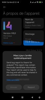 Mise à jour redmi note 13 pro 4 g impossible
