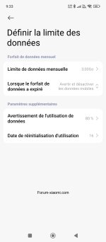 réinit de données mobile